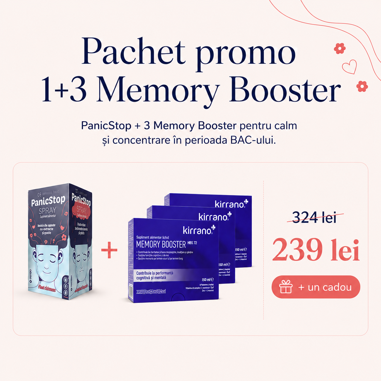 Pachet Promo 1x PanicStop + 3x Memory Booster
