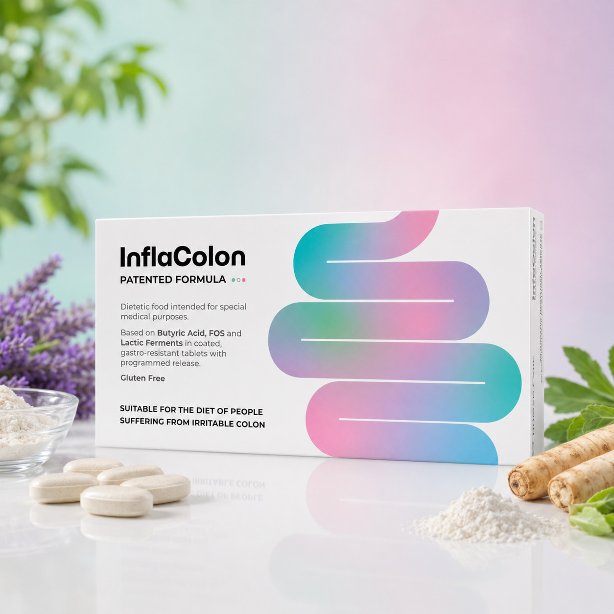 Supliment Alimentar InflaColon, Butirat de Calciu 370 mg, 30 comprimate, Human Care, pentru Colon Iritabil