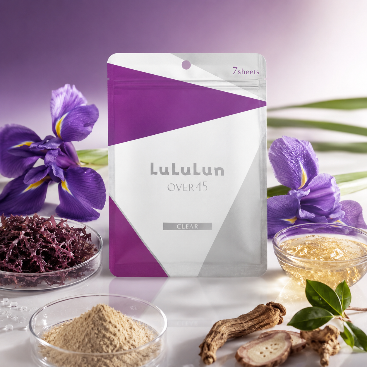 🎁 Mască de Față Over45 Clear Iris Blue, Lululun, 113ml Ser + 7 Măști, Fermitate și Luminozitate, Ten Matur (100% off)