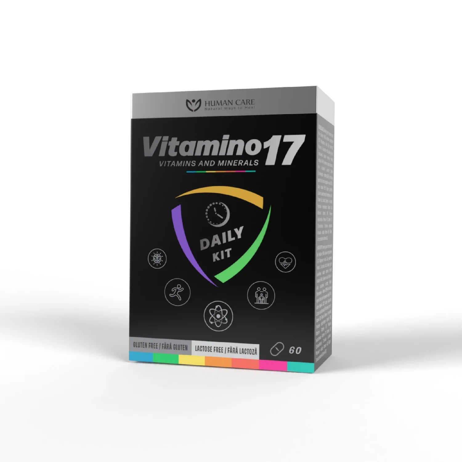 Supliment Alimentar Vitamino17, Complex 17 Vitamine si Minerale, 60 comprimate, Human Care, pentru Energie, Imunitate si Oase