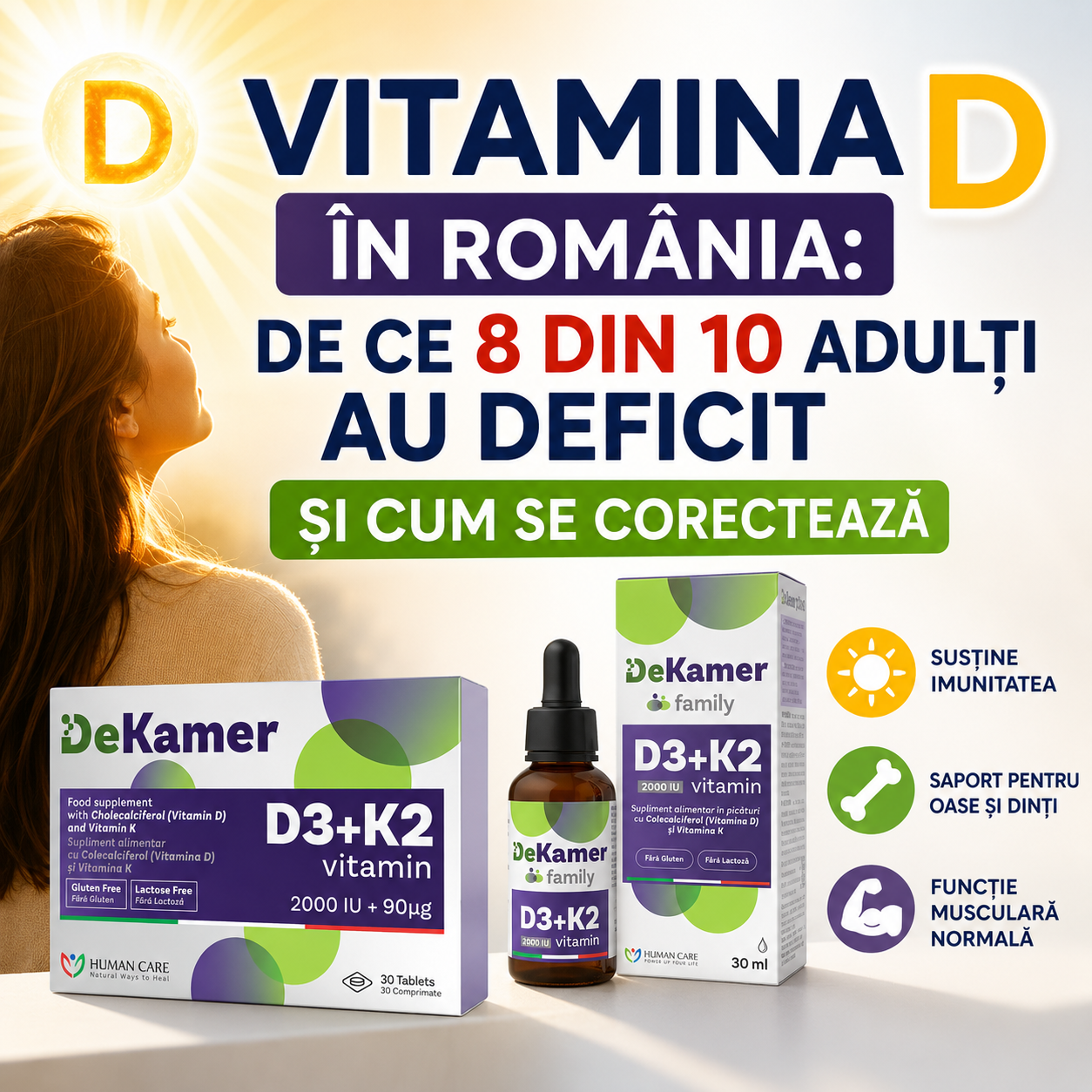 Vitamina D în România: de ce 8 din 10 adulți au deficit și cum se corectează