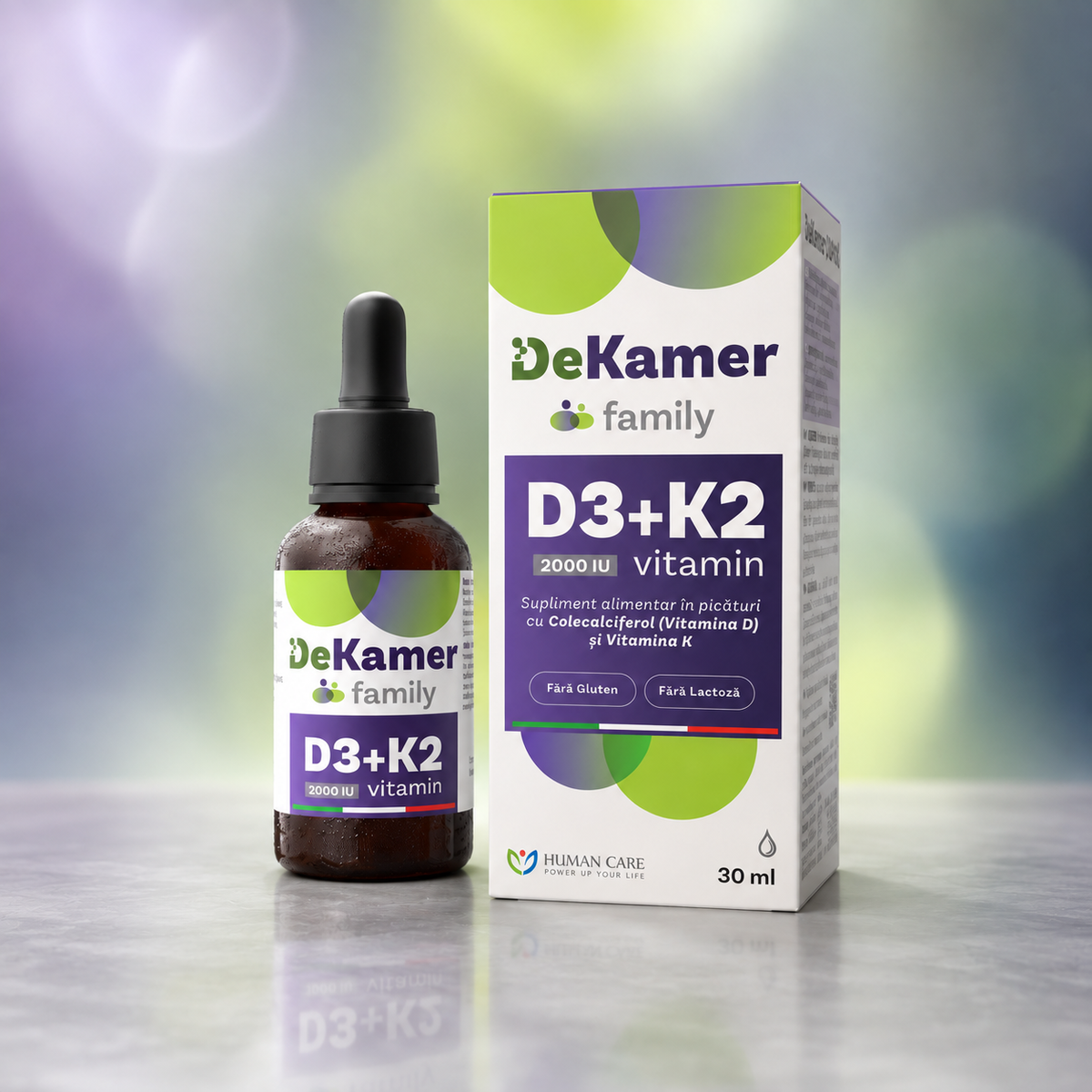Supliment alimentar DeKamer Picaturi D3 2000 IU + K2 75 mcg, pentru Sanatatea Oaselor si Imunitate, Copii cu varsta de 1 luna