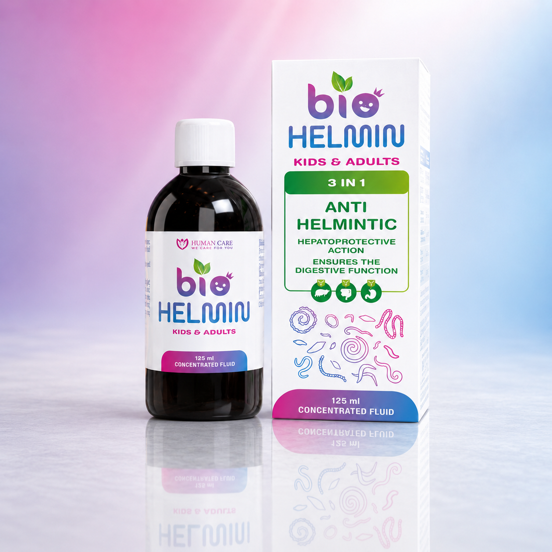 Supliment Alimentar BioHelmin, Extract din 7 Plante, 125ml, Contribuie la Mentinerea Echilibrului Florei Intestinale