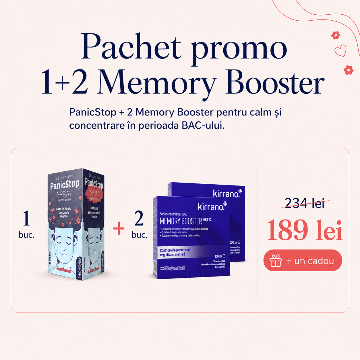 Pachet Promo 1x PanicStop + 2x Memory Booster