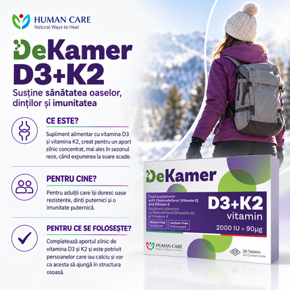 DEKAMER Vitamina D3 2000 UI + Vitamina K2 90 µg, 30 comprimate
