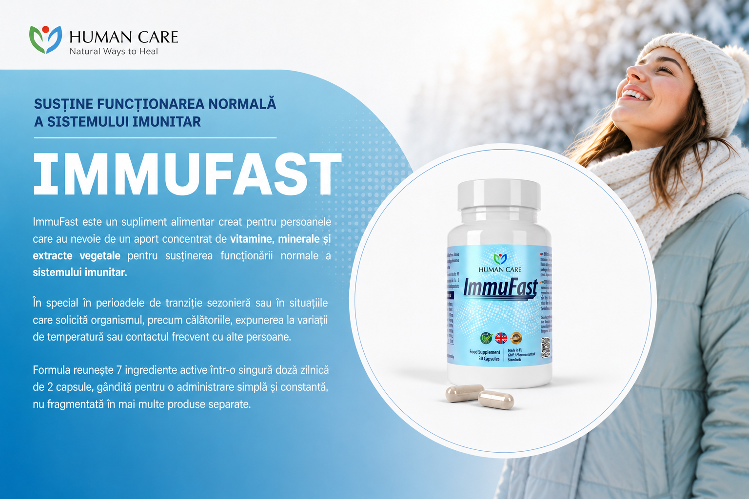 Supliment Alimentar Immufast, Vitamina C 1000 mg + D3 5000 IU, Susține Imunitatea