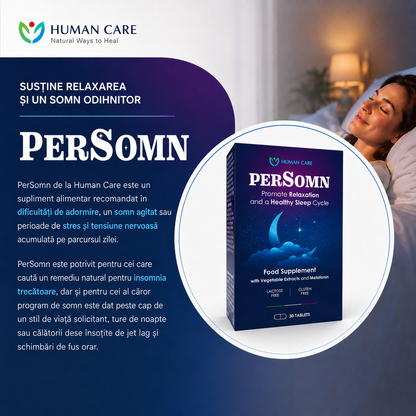 Supliment Alimentar PerSomn, Valeriana &amp; Melatonina 1 mg pentru Insomnii si Somn Linistit