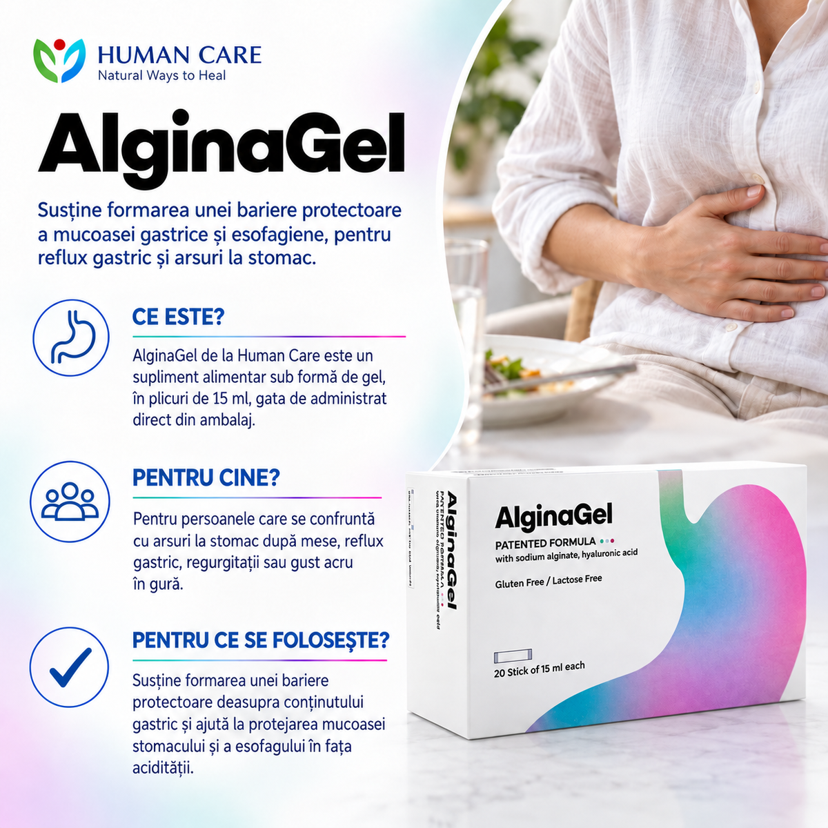 ALGINAGEL, 20 plicuri x 15 ml