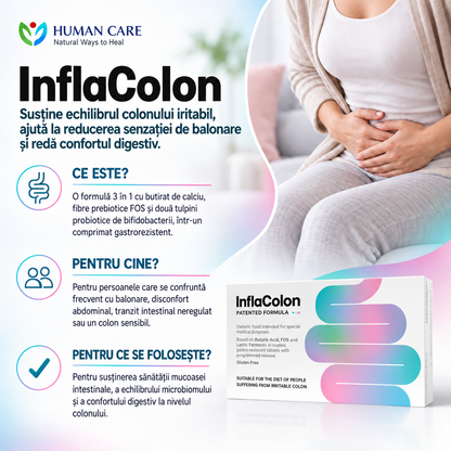 Supliment Alimentar InflaColon, Butirat de Calciu 370 mg, pentru Colon Iritabil