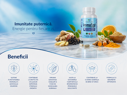 Supliment Alimentar Immufast, Vitamina C 1000 mg + D3 5000 IU, Susține Imunitatea