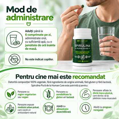 SPIRULINA PURĂ, 100 comprimate