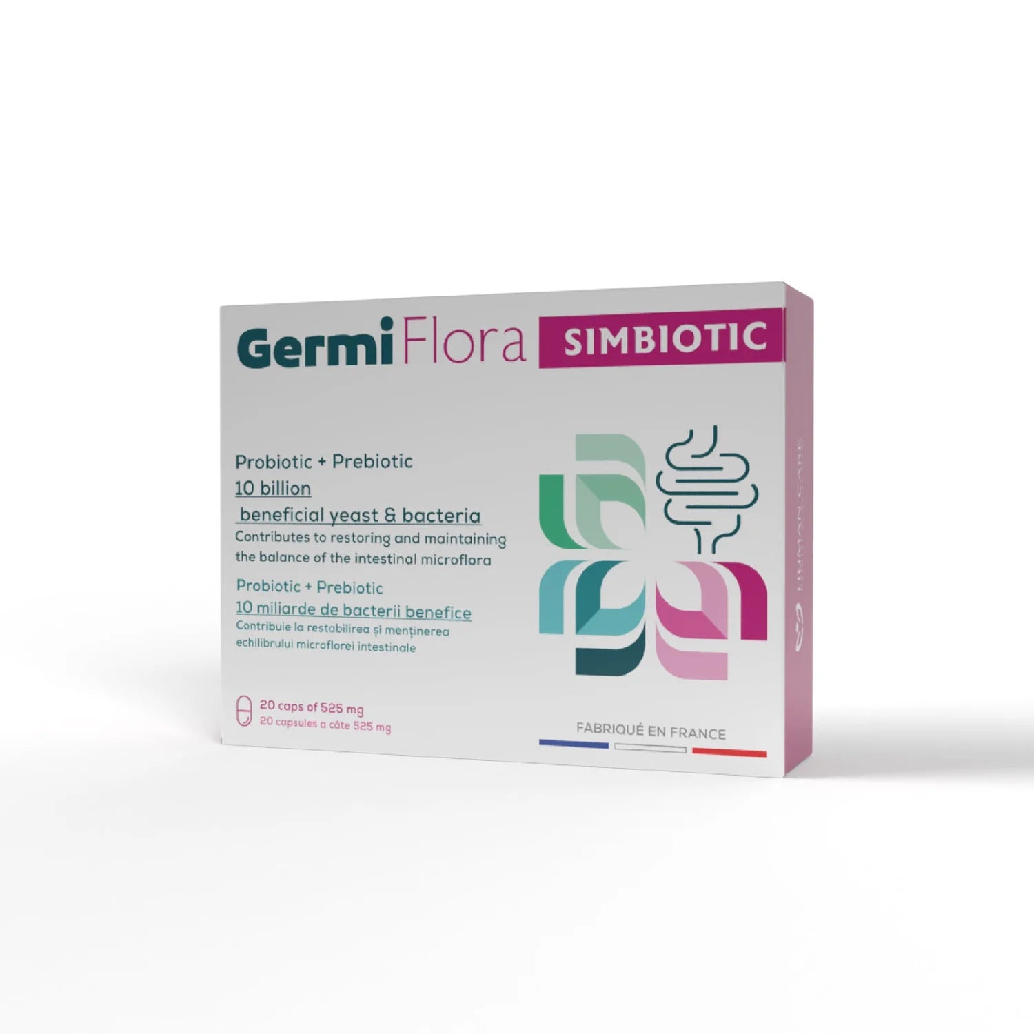 Supliment Alimentar Prebiotic + Probiotic GermiFlora Adulti, 10 Miliarde CFU, Sustine Echilibrul Florei Intestinale după Antibiotice
