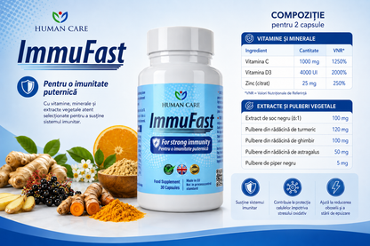 Supliment Alimentar Immufast, Vitamina C 1000 mg + D3 5000 IU, Susține Imunitatea
