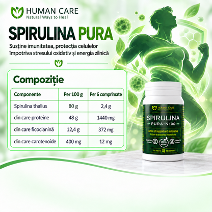 SPIRULINA PURĂ, 100 comprimate