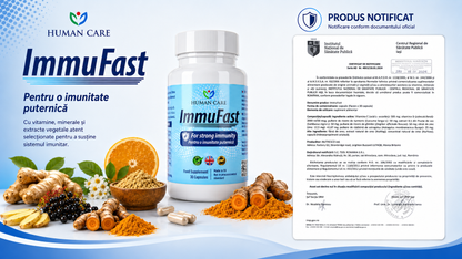 Supliment Alimentar Immufast, Vitamina C 1000 mg + D3 5000 IU, Susține Imunitatea