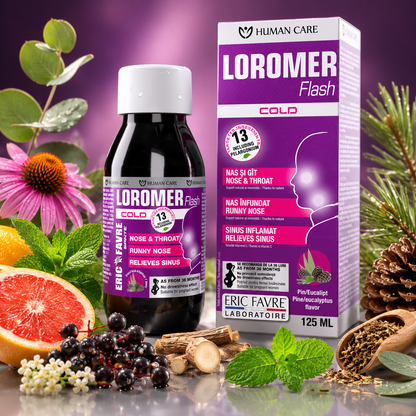 Supliment Alimentar Sirop Loromer, 13 Extract Vegetale, 125ml, Human Care, pentru Nas Infundat, Sinuzita, Congestie Nazala