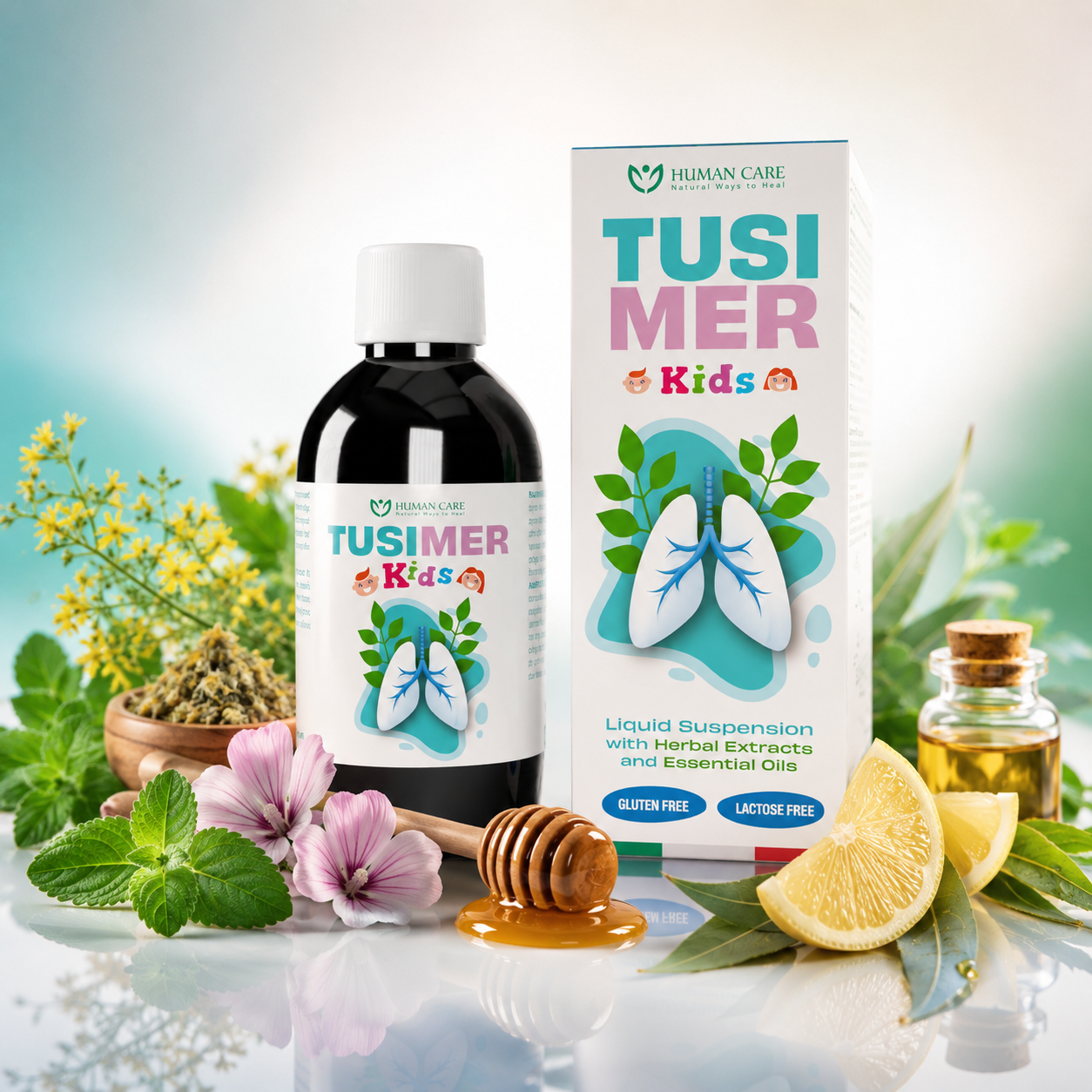 Supliment Alimentar Sirop Tusimer Copii, 7 Extracte Vegetale, 200ml, Human Care, pentru Tuse la Copii de la de la 1 an
