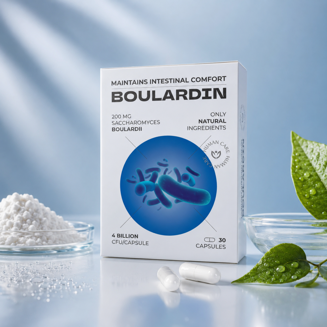 Supliment Alimentar Probiotic Boulardin, Saccharomyces boulardii 4 mld. CFU, 30 capsule, Human Care, Disconfort Intestinal, Dezechilibrul Florei