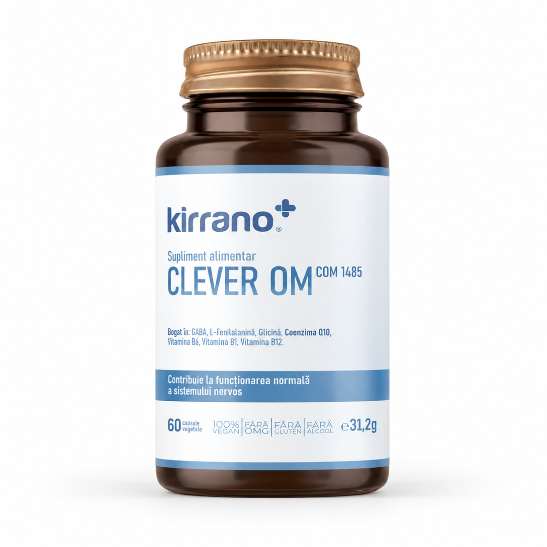 Clever OM – memorie și concentrare, cu GABA, Coenzima Q10 și vitaminele B – fundal alb