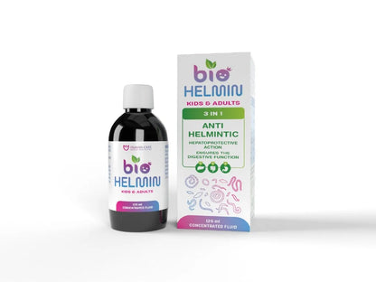 Supliment Alimentar BioHelmin, Extract din 7 Plante, 125ml, Contribuie la Mentinerea Echilibrului Florei Intestinale