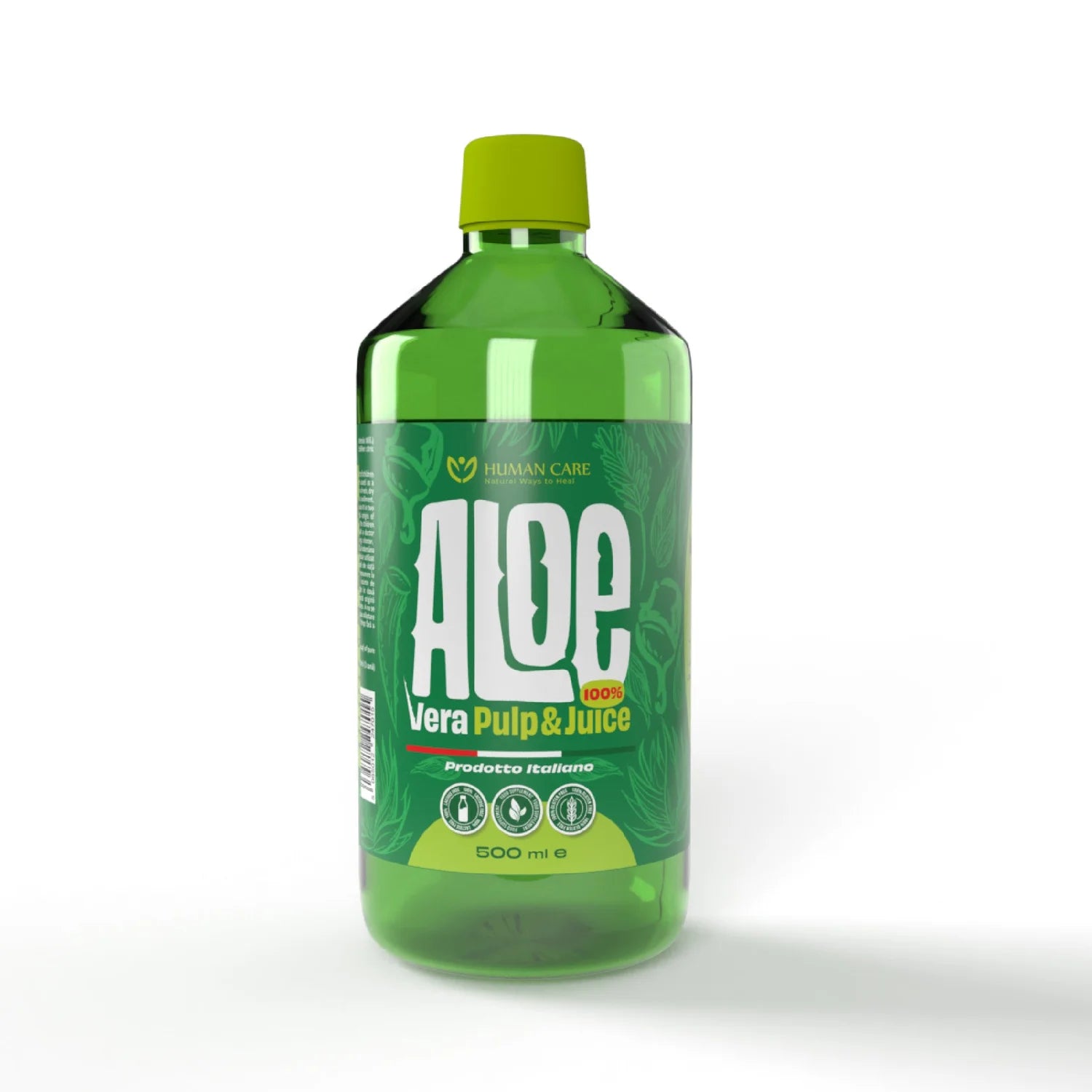 Supliment Alimentar Aloe Vera Suc Natural 100% cu Pulpa, 500ml, Human Care, potrivit pentru Detox, Digestie si Imunitate, Fara Aditivi