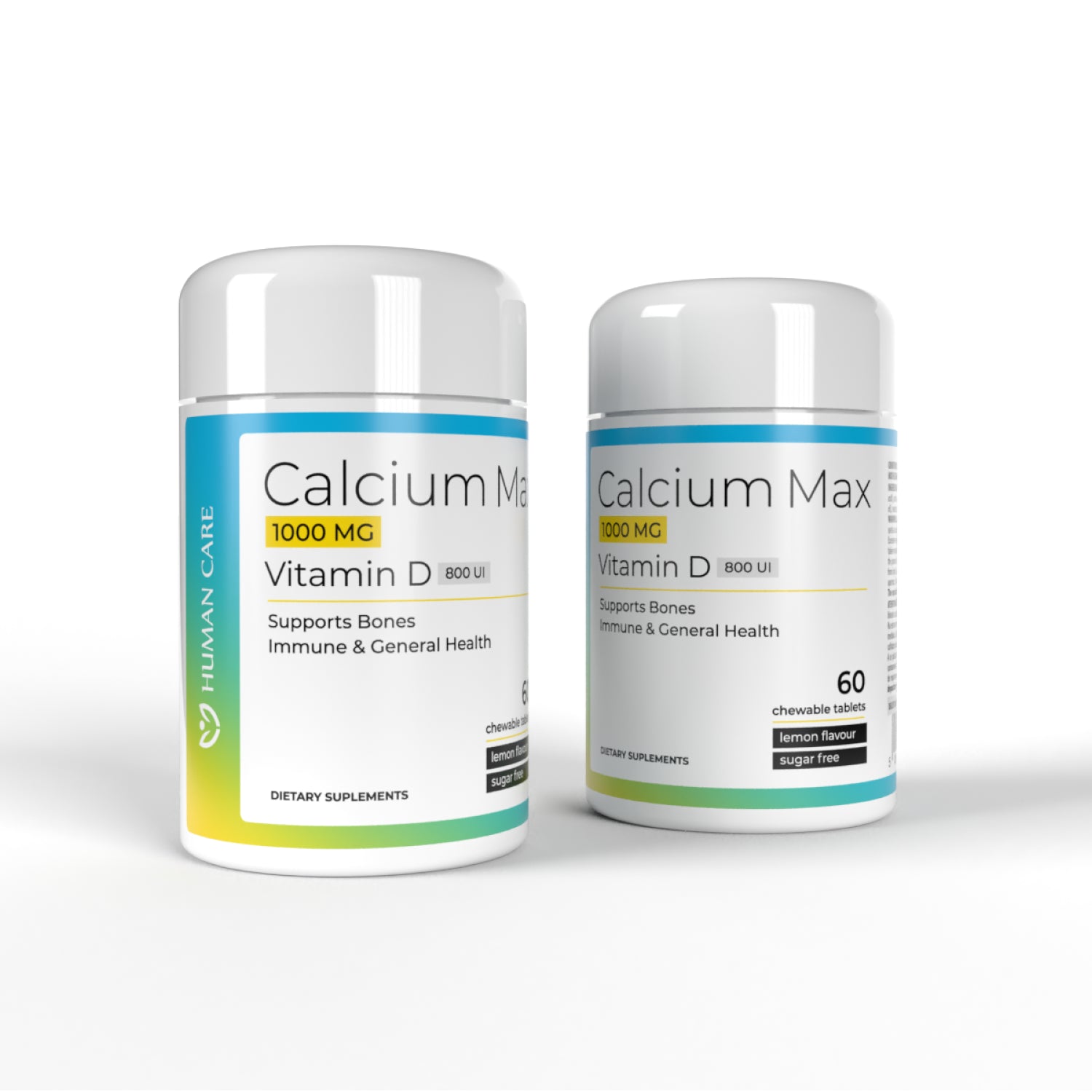 Supliment Alimentar Calcium Max, 1000mg Calciu + 800 UI Vitamina D3, 60 comprimate, Human Care, pentru Oase, Mușchi și Imunitate, fără Zahăr