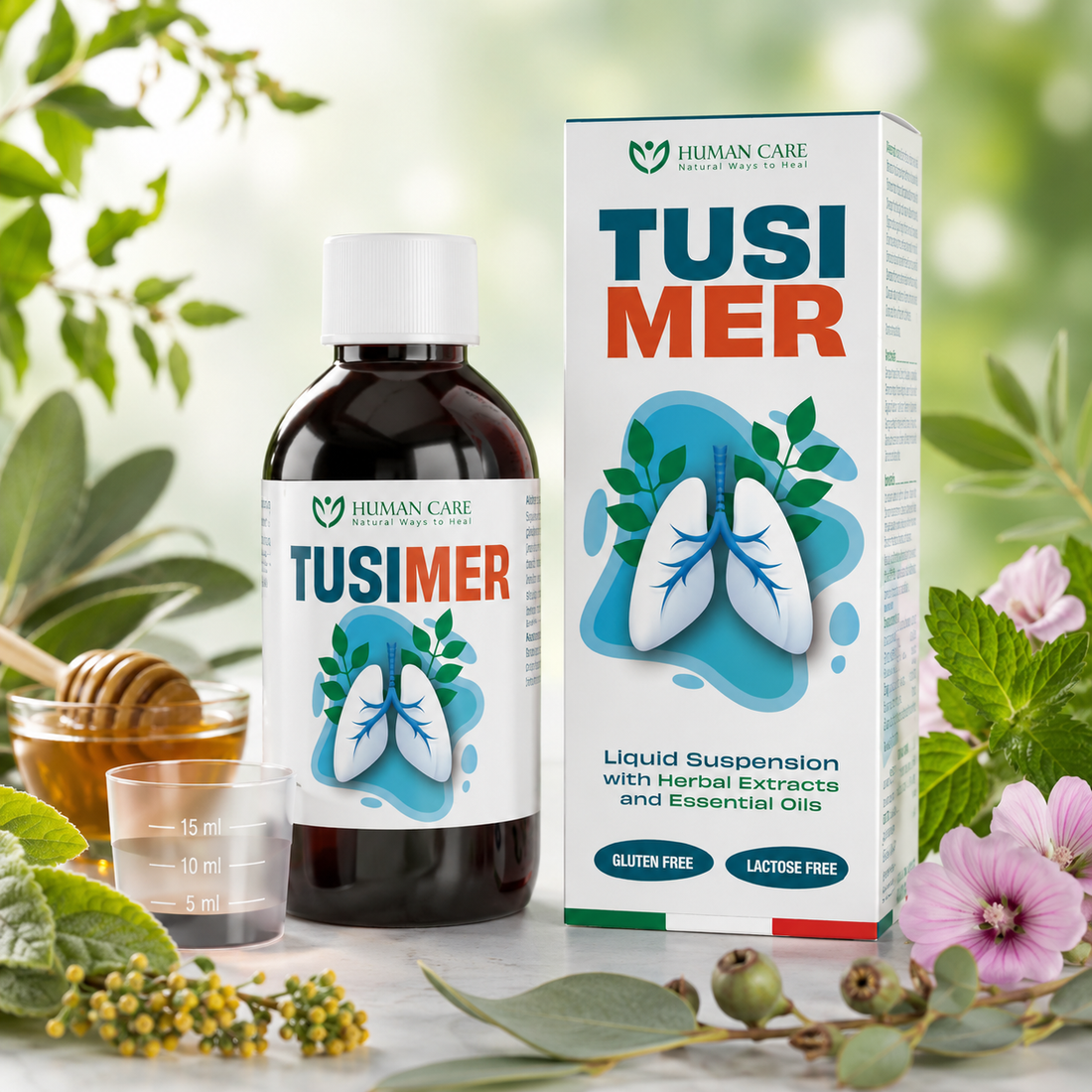 Supliment Alimentar Sirop Tusimer Adult, 6 Extract Vegetale, 200ml, Human Care, pentru Tuse Productiva