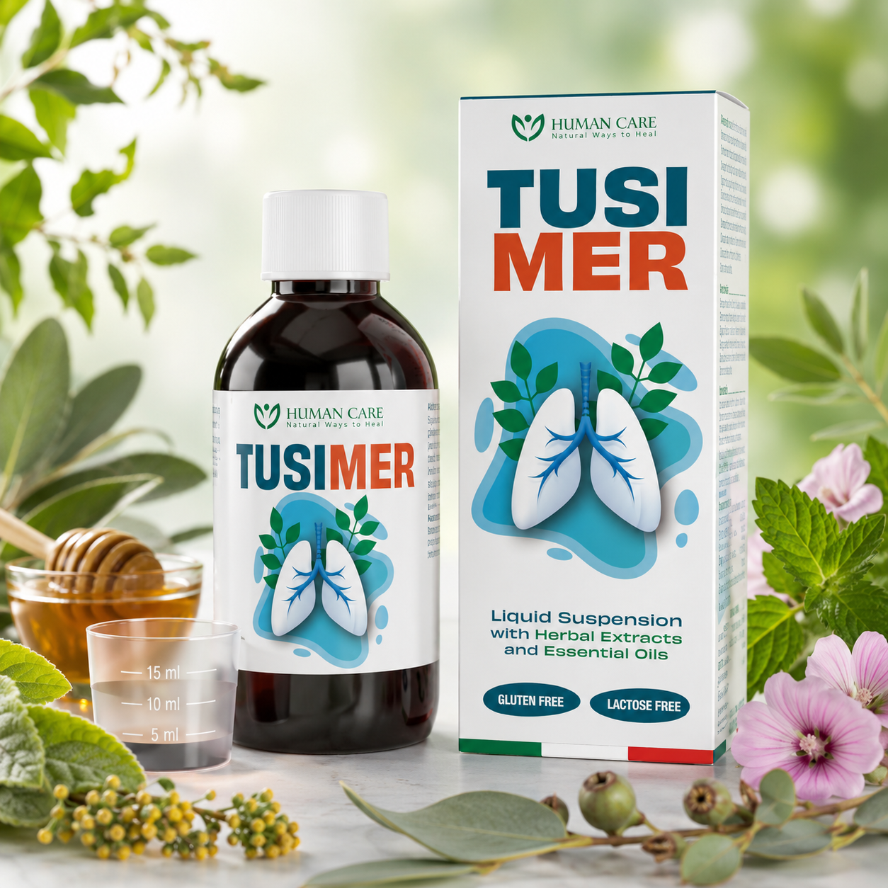 Supliment Alimentar Sirop Tusimer Adult, 6 Extract Vegetale, 200ml, Human Care, pentru Tuse Productiva