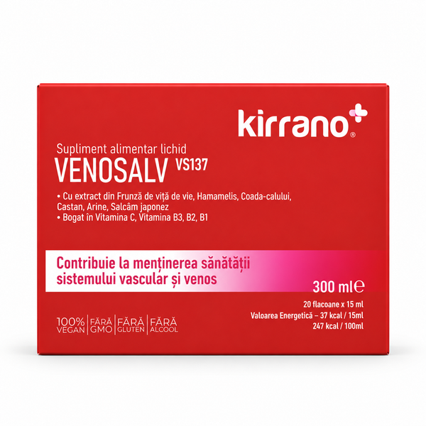 VENOSALV, 10 shoturi x 15 ml — vedere frontală pe fundal alb